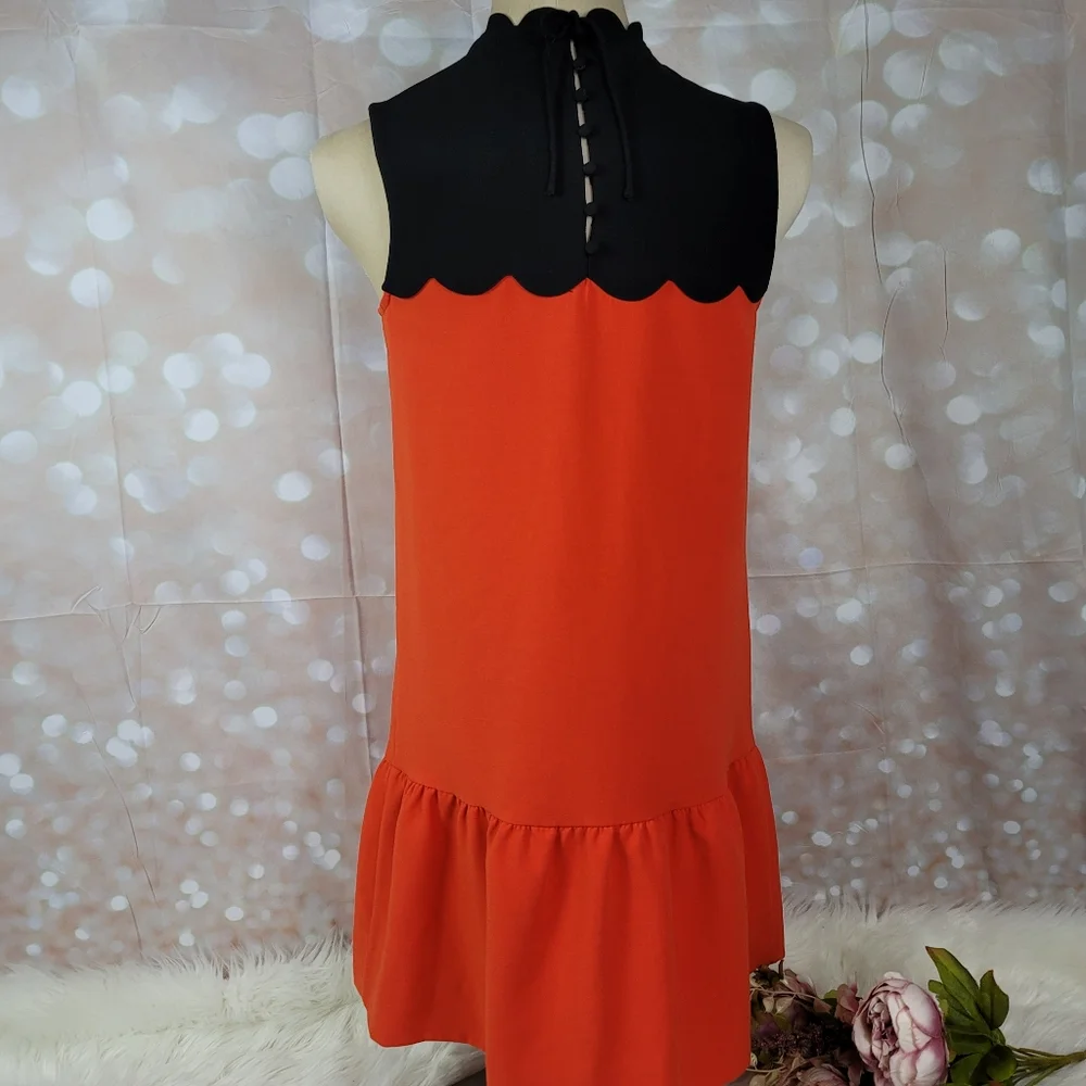 VICTORIA BECKHAM x TARGET Collaboration Drop Waist Scallop Trim Mini Dress Sz: S - Picture 7 of 16